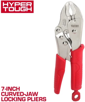 Hyper Tough 7in Curved Jaw Locking Pliers with Triggerless Release, Model 44325 Hyper Tough 7in Curved Jaw Locking Pliers with Triggerless Release, Model 44325