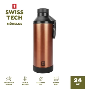 Swiss Tech Muhelos 24oz Bronze Leak-Proof Double-Wall Water Bottle Swiss Tech Muhelos 24oz Bronze Leak-Proof Double-Wall Water Bottle