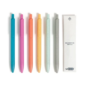 U Brands U-Eco Ballpoint Pens, 6 Count + 6 Ink Pen Refills, Sunset Speckle, Medium 0.7mm Point, Black Ink U Brands U-Eco Ballpoint Pens, 6 Count + 6 Ink Pen Refills, Sunset Speckle, Medium 0.7mm Point, Black Ink