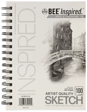 Bee Paper Bee Inspired Sketching Paper Pad, 5.5"x8.5", 100 Sheets, Side Wire, 50lb, 74GSM Bee Paper Bee Inspired Sketching Paper Pad, 5.5"x8.5", 100 Sheets, Side Wire, 50lb, 74GSM