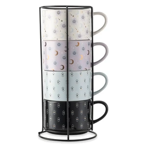 Thyme & Table 4 Pack Stacking Celestial Mugs, Assorted Colors, 11.1 fl oz, Stoneware Thyme & Table 4 Pack Stacking Celestial Mugs, Assorted Colors, 11.1 fl oz, Stoneware