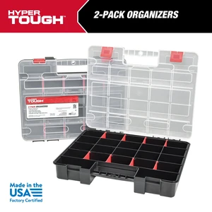 Hyper Tough 8 Movable Dividers Stackable Organizer 2-Pack, Plastic, 93512638 Hyper Tough 8 Movable Dividers Stackable Organizer 2-Pack, Plastic, 93512638