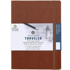 Pentalic Traveler Pocket Artist Drawing Journal, 8" x 6", 160 Pages, Brown, 74 lb. Paper Pentalic Traveler Pocket Artist Drawing Journal, 8" x 6", 160 Pages, Brown, 74 lb. Paper