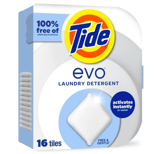Tide Evo Free & Gentle Unscented Laundry Detergent Tiles, 16 Count Tide Evo Free & Gentle Unscented Laundry Detergent Tiles, 16 Count