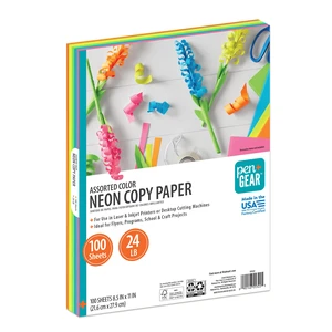 Pen+Gear Assorted Neon Copy Paper, 8.5x11in, 24lb, 100Sheets Pen+Gear Assorted Neon Copy Paper, 8.5x11in, 24lb, 100Sheets