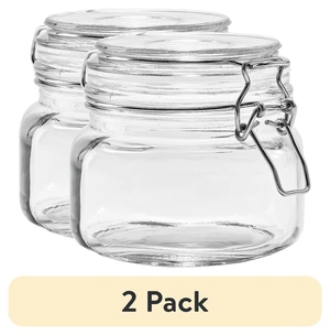 Mainstays 17oz Glass Airtight Food Storage Jar Canister with Locking Lid, 2 Pack Mainstays 17oz Glass Airtight Food Storage Jar Canister with Locking Lid, 2 Pack