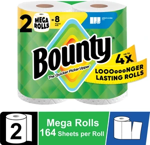 Bounty Select-A-Size Paper Towels White, 2 Mega Rolls, 164 Sheets per Roll Bounty Select-A-Size Paper Towels White, 2 Mega Rolls, 164 Sheets per Roll