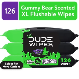 LiL' DUDE Flushable Wipes, Extra Large Gummie Rears, Gummy Bear Scent, 42 Count (3 Pack) LiL' DUDE Flushable Wipes, Extra Large Gummie Rears, Gummy Bear Scent, 42 Count (3 Pack)