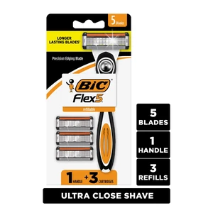 BIC Flex 5 Men's 5-Blade Refillable Razors, 1 Handle + 3 Cartridges BIC Flex 5 Men's 5-Blade Refillable Razors, 1 Handle + 3 Cartridges