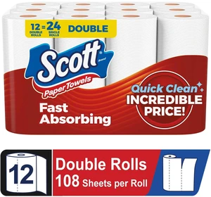 Scott Choose-A-Sheet Paper Towels, 12 Double Rolls Scott Choose-A-Sheet Paper Towels, 12 Double Rolls