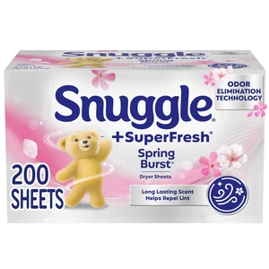 Snuggle Plus SuperFresh Fabric Softener Dryer Sheets with Static Control and Odor Eliminating Technology, Spring Burst, 200Count Snuggle Plus SuperFresh Fabric Softener Dryer Sheets with Static Control and Odor Eliminating Technology, Spring Burst, 200Count