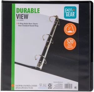 Pen+Gear 3-Ring Durable View Binder, 2-Inch D-Rings, Black, 1 Count Pen+Gear 3-Ring Durable View Binder, 2-Inch D-Rings, Black, 1 Count