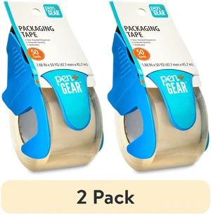 Pen+Gear Packing Tape with One-Handed Dispenser, Clear, 1.88"x50yds, 2-Pack Pen+Gear Packing Tape with One-Handed Dispenser, Clear, 1.88"x50yds, 2-Pack