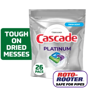 Cascade Platinum Dishwasher Pods, Fresh, 26 Count Cascade Platinum Dishwasher Pods, Fresh, 26 Count