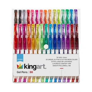 KINGART Glitter Gel Pens Set - 30 Vibrant Colored Pens for Adult Coloring, Art and Crafts KINGART Glitter Gel Pens Set - 30 Vibrant Colored Pens for Adult Coloring, Art and Crafts