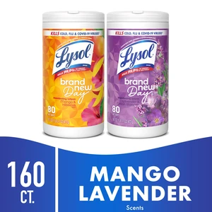 Lysol Disinfecting Wipes, Multi Surface Antibacterial, Lavender + Mango, 80 Count Each (Pack of 2) Lysol Disinfecting Wipes, Multi Surface Antibacterial, Lavender + Mango, 80 Count Each (Pack of 2)