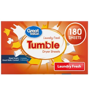 Great Value Tumble Dryer Sheets, Laundry Fresh, 180 Count Great Value Tumble Dryer Sheets, Laundry Fresh, 180 Count