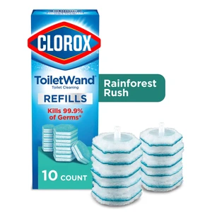 Clorox ToiletWand Disinfecting Brush Refills, Disposable Toilet Bowl Cleaner, Rainforest Rush, 10 Count Clorox ToiletWand Disinfecting Brush Refills, Disposable Toilet Bowl Cleaner, Rainforest Rush, 10 Count
