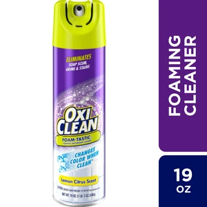 OxiClean Foam-Tastic Foaming Bathroom Cleaner, Removes Soap Scum, Grime & Stains, Lemon Scent, 19oz OxiClean Foam-Tastic Foaming Bathroom Cleaner, Removes Soap Scum, Grime & Stains, Lemon Scent, 19oz