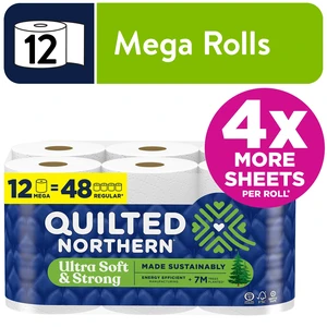 Quilted Northern Ultra Soft & Strong 2-Ply Toilet Paper, 12 Mega Rolls, 295 Sheets per Roll Quilted Northern Ultra Soft & Strong 2-Ply Toilet Paper, 12 Mega Rolls, 295 Sheets per Roll