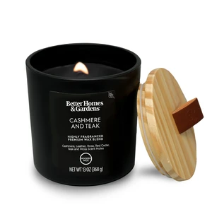 13oz Better Homes & Gardens Cashmere and Teak Scented Wooden Wick Jar Candle 13oz Better Homes & Gardens Cashmere and Teak Scented Wooden Wick Jar Candle