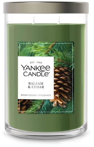 Yankee Candle 20 oz Large Tumbler Scented Candle, Balsam & Cedar, Green Yankee Candle 20 oz Large Tumbler Scented Candle, Balsam & Cedar, Green