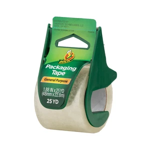 Duck General Purpose Packaging Tape 1.88in x 25yd Clear with Manual Tape Dispenser (1 Roll) Duck General Purpose Packaging Tape 1.88in x 25yd Clear with Manual Tape Dispenser (1 Roll)