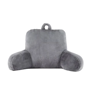 Mainstays Faux Fur Plush Backrest Pillow, Gray, 18.5in x 32.5in x 10in Mainstays Faux Fur Plush Backrest Pillow, Gray, 18.5in x 32.5in x 10in