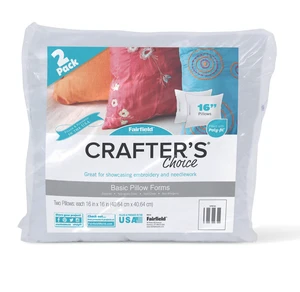 Fairfield Crafter's Choice Basic Pillow Forms, 16" x 16" Soft Pillow Inserts with Zippered Cover, Spot Clean, Pack of 2 Fairfield Crafter's Choice Basic Pillow Forms, 16" x 16" Soft Pillow Inserts with Zippered Cover, Spot Clean, Pack of 2