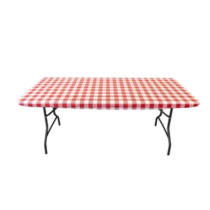 Waverly Inspirations Elastic Fitted Vinyl Table Cover with Flannel Backing, Rectangle, 72in x 30in, Gingham Red, 1 Pack Waverly Inspirations Elastic Fitted Vinyl Table Cover with Flannel Backing, Rectangle, 72in x 30in, Gingham Red, 1 Pack