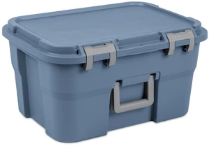 Sterilite 14 Gal Heavy Duty Plastic Lockable Footlocker Storage Trunk with Handle, Blue Sterilite 14 Gal Heavy Duty Plastic Lockable Footlocker Storage Trunk with Handle, Blue