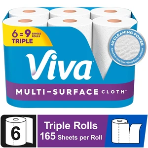 Viva Multi-Surface Cloth Paper Towels, 6 Triple Rolls Viva Multi-Surface Cloth Paper Towels, 6 Triple Rolls
