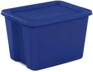 Sterilite 18Gal. Plastic Storage Bin with Snap-on Lid, Blue Tote Sterilite 18Gal. Plastic Storage Bin with Snap-on Lid, Blue Tote