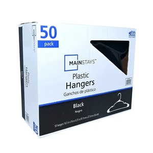 Mainstays Plastic Notched Adult Clothes Hangers, Black, 50 Count Mainstays Plastic Notched Adult Clothes Hangers, Black, 50 Count