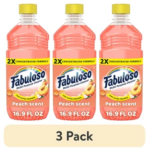 (3 pack) Fabuloso 2X Multi-Purpose Cleaner, No Rinse Floor Cleaner, Peach Scent, 16.9 fl oz (3 pack) Fabuloso 2X Multi-Purpose Cleaner, No Rinse Floor Cleaner, Peach Scent, 16.9 fl oz