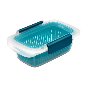 OXO Prep & Go Leakproof Fruit Storage Container with Colander, Produce Keeper Food Storage Container for Berries, Grapes and Fresh Fruit, Teal OXO Prep & Go Leakproof Fruit Storage Container with Colander, Produce Keeper Food Storage Container for Berries, Grapes and Fresh Fruit, Teal