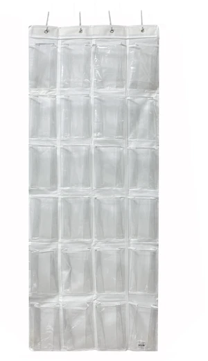 Mainstays 24 Pocket Over-the-Door Shoe Organizer, Clear Pockets, Non-Woven Polypropylene, White Mainstays 24 Pocket Over-the-Door Shoe Organizer, Clear Pockets, Non-Woven Polypropylene, White