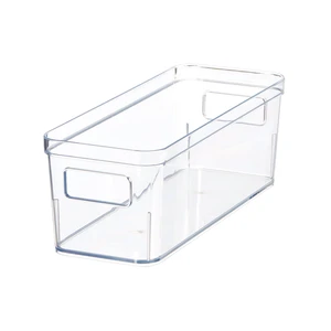 Mainstays Small Clear Plastic Pantry Organizer Bin with Built-In Handles, 12 in x 4.5 in x 4 in Mainstays Small Clear Plastic Pantry Organizer Bin with Built-In Handles, 12 in x 4.5 in x 4 in