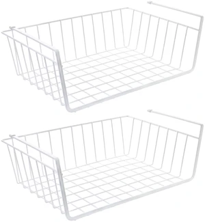 Mainstays Wire Under-Shelf Storage Baskets, White, 2 Pack Mainstays Wire Under-Shelf Storage Baskets, White, 2 Pack