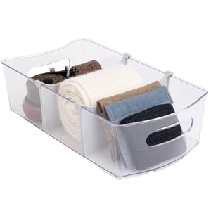 Mainstays Clear Wide Closet and Laundry Organizer Bin with Dividers Mainstays Clear Wide Closet and Laundry Organizer Bin with Dividers