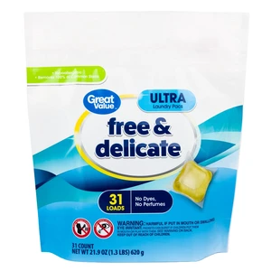 Great Value Free & Delicate Ultra Laundry Detergent Pods, Unscented, 31 Count Great Value Free & Delicate Ultra Laundry Detergent Pods, Unscented, 31 Count