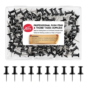 Push Pins 100-count Black Thumb Tacks Standard Dark Pushpins Steel Point and Plastic Head Push Pins 100-count Black Thumb Tacks Standard Dark Pushpins Steel Point and Plastic Head