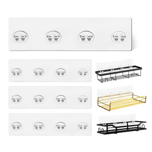 4 Pack Shower Caddy Adhesive Replacement, Strong Shower Shelf Adhesive Hooks for Corner Shelf Basket, Bathroom Rack, Kitchen Rack and Soap Holder 4 Pack Shower Caddy Adhesive Replacement, Strong Shower Shelf Adhesive Hooks for Corner Shelf Basket, Bathroom Rack, Kitchen Rack and Soap Holder