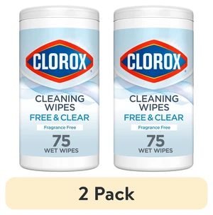 (2 pack) (2 pack) Clorox Free & Clear Cleaning Wipes, Fragrance Free, 75 Count (2 pack) (2 pack) Clorox Free & Clear Cleaning Wipes, Fragrance Free, 75 Count