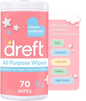 Dreft All Purpose Baby Cleaning Wipes, 70 Count, Safe on Baby Essentials, Surface Clean Dreft All Purpose Baby Cleaning Wipes, 70 Count, Safe on Baby Essentials, Surface Clean