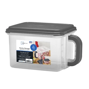 Mainstays Plastic Food Storage Canister with Handle and Pour Spout, 21 Cups, Clear with Gray Lid Mainstays Plastic Food Storage Canister with Handle and Pour Spout, 21 Cups, Clear with Gray Lid