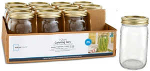 Mainstays 32 oz Mason Jars, Wide Mouth Quart Canning Jars with Lids and Rings, 12-Pack Large Glass Jars for Home Canning and Fermenting Mainstays 32 oz Mason Jars, Wide Mouth Quart Canning Jars with Lids and Rings, 12-Pack Large Glass Jars for Home Canning and Fermenting