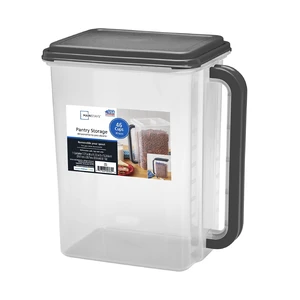 Mainstays Plastic Food Storage Canister with Lid, Handle and Pour Spout, 46 Cups, Clear/Gray, 11.55 in x 7.8 in x 13.25 in Mainstays Plastic Food Storage Canister with Lid, Handle and Pour Spout, 46 Cups, Clear/Gray, 11.55 in x 7.8 in x 13.25 in