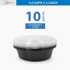 Mainstays 10-Piece Round Meal Prep Containers with Lids, 1L BPA-Free, Microwave & Dishwasher Safe Mainstays 10-Piece Round Meal Prep Containers with Lids, 1L BPA-Free, Microwave & Dishwasher Safe