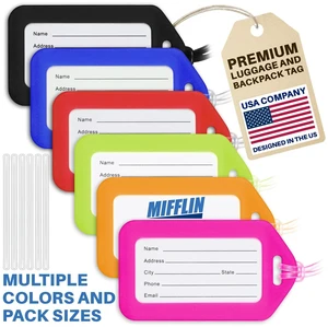 Mifflin-USA Luggage Tags (Assorted, 6 PK), Bag Tag for Baggage, Suitcase Tags Bulk Mifflin-USA Luggage Tags (Assorted, 6 PK), Bag Tag for Baggage, Suitcase Tags Bulk